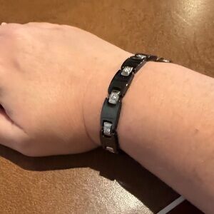 Black Bracelet with Silver Accents